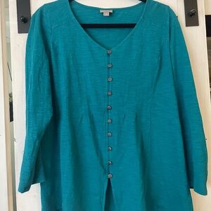 J Jill 3/4 sleeve teal top